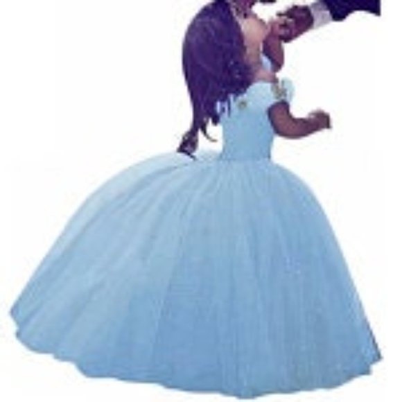 NEW Beautiful Sparkling Bling Rhinestone Blue Cinderella Gown Flower Gir… - Picture 7 of 14